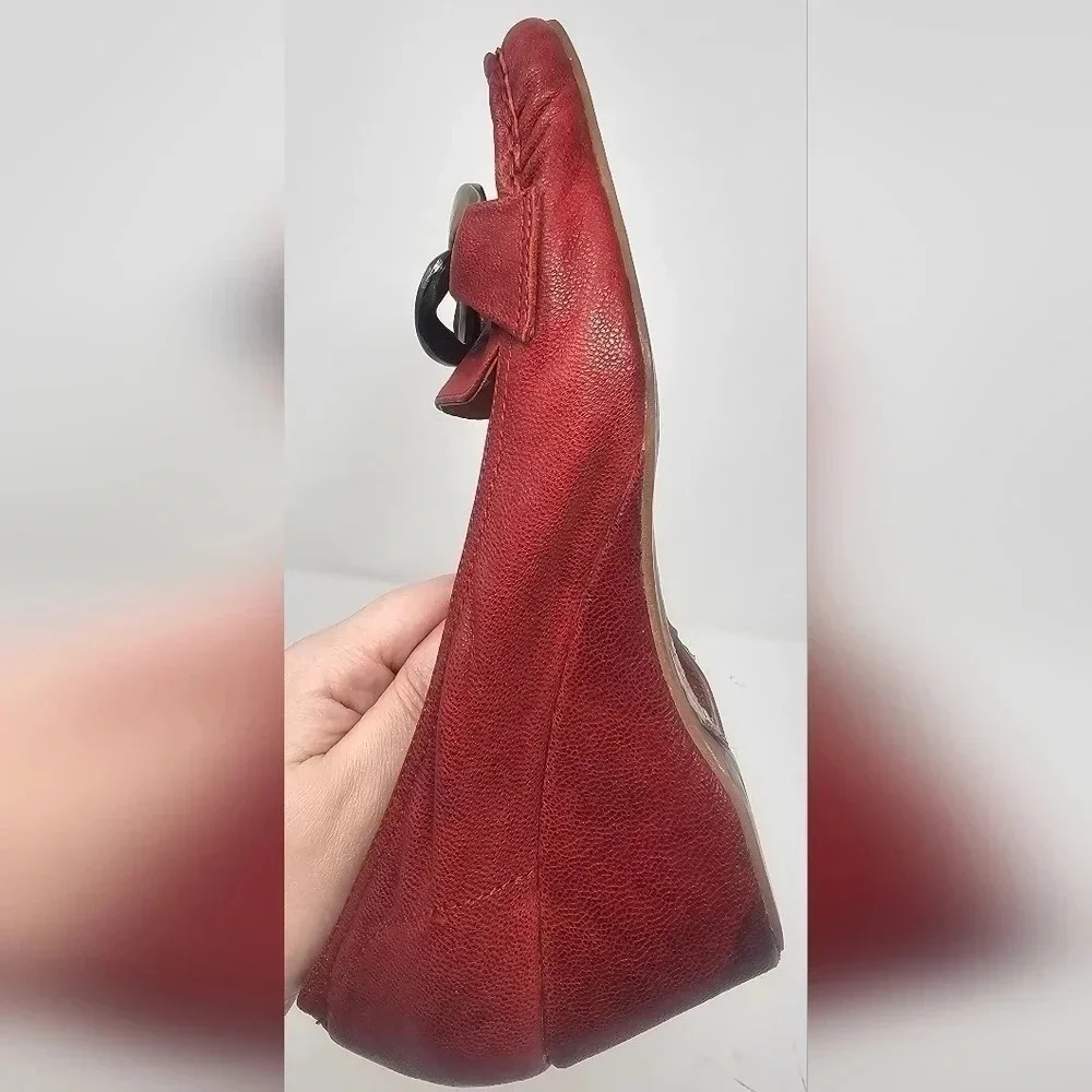 Jeffrey Campbell Ibiza Last Leather Slip On Wedge Size 6.5 Blood Orange
